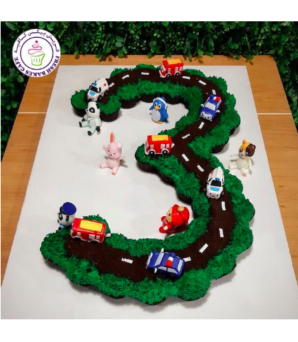 Baby Bus Themed Cupcakes - Pull-Apart Cupcake Cake #3
