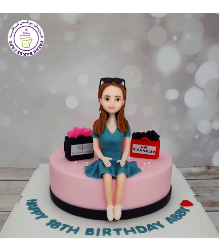 Woman Themed Cake - 3D Character - Shopping Bags 01b