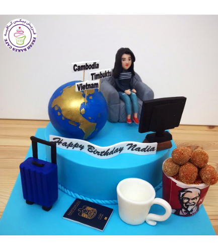 Woman Themed Cake - 3D Character - Travel & KFC