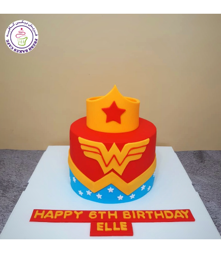 Wonder Woman Themed Cake - Crown - 1 Tier 01