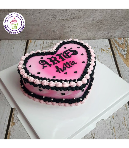 Cake - Heart Cake - Marble Fondant 02 - Pink